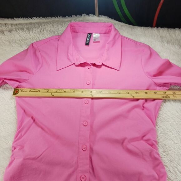 H&M Divide Pink BodyCon Shirt Dress Barbiecore, Feminine. Woman's Small......... - Picture 8 of 11